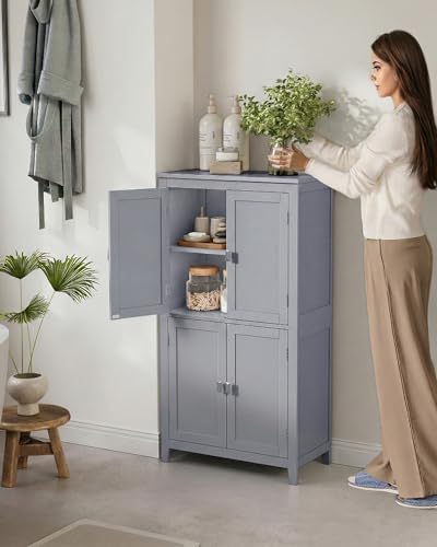 Bathroom Floor Storage Cabinet with 4 Doors