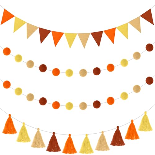 4 Pcs 9.8 ft Pom Pom Garland for Classroom Bulletin Board (4 Count)