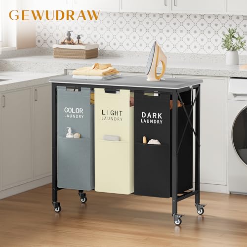 3 Section Laundry Hamper with Ironing Board