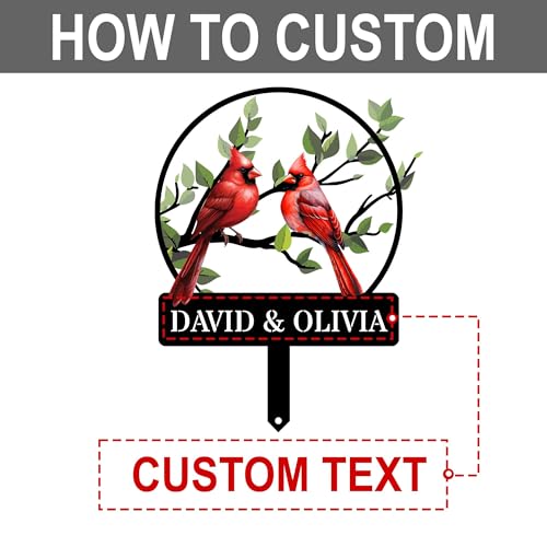 Personalized 12in Name Garden Cardinal Metal Signs with Stake