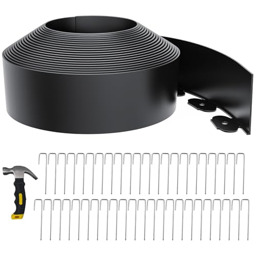 4 Inch Tall 33FT Landscape Edging with 45Pcs Metal Spikes