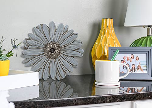 NAT & Jules Gerbera Daisy Flower Shaped Dimensional Indoor Outdoor 12 inch Cast Resin Decorative Garden Stepping Stone