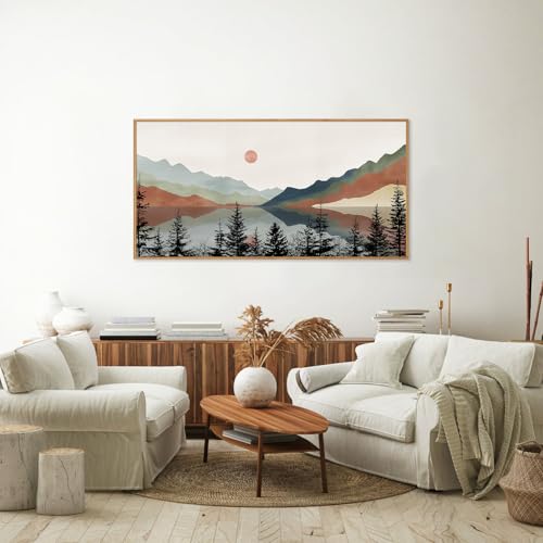 Boho Mountain Framed Canvas Wall Art Set