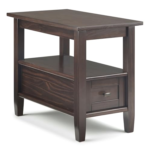 Warm Shaker 14" Wide Solid Wood End Table in Brunette Brown