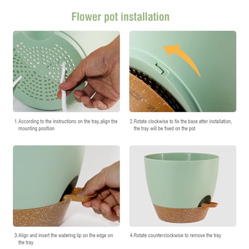 10/9/8 inch Self Watering Pots for Indoor Outdoor Plants, Set of 3 (3 Count)