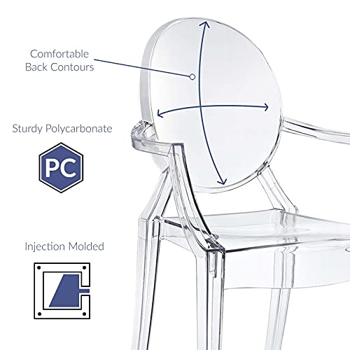 Casper Modern Acrylic Stacking Kitchen and Dining Room Arm Chair in Clear