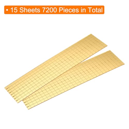 15 Sheet 7200 Pieces Self Adhesive Mirror Mosaic Tiles 5x5mm Small Square Mirror Tiles Sticker Disco Ball Stickers Mini Glass Tiles for DIY Craft Party Home Decoration (7200 Count)
