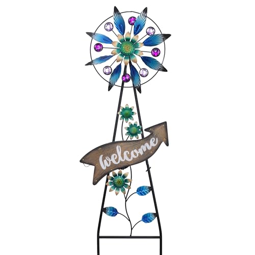 Solar Metal Wind Spinner Garden Stake Mom Gift 35.4"