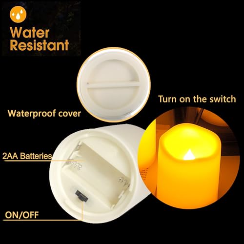 Waterproof Outdoor Battery Operated Flameless Candles with Timer Flickering Plastic Resin Electric LED Pillar Lights for Lantern Patio Garden Wedding Party Decorations 3x5 Inches 2 Pack (2 Count)