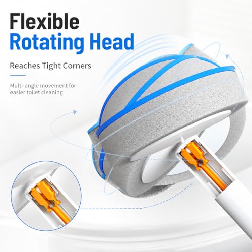 Disposable Toilet Brush with 48 Refills and Replaceable Scrubber Heads