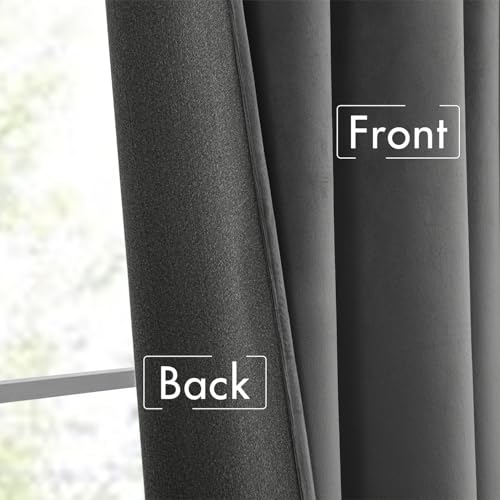 Grey Velvet Pinch Pleat Blackout Curtains W52 X L90 Inches (2 Count)