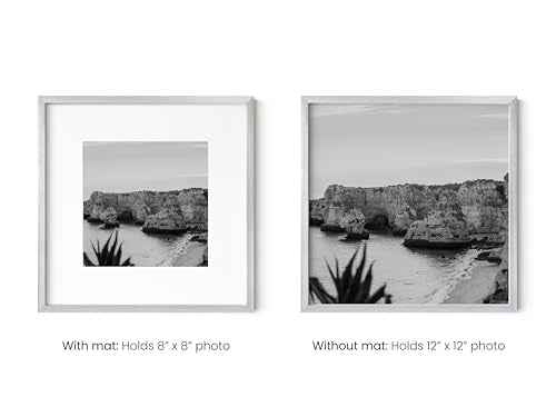 12x12 Silver Metal Picture Frames Matted to 8x8