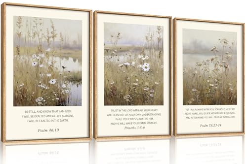 Vintage Christian Bible Verses Framed Canvas Wall Art
