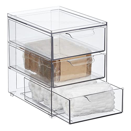 Plastic Stackable Organizer with 3 Drawers (2 Count)