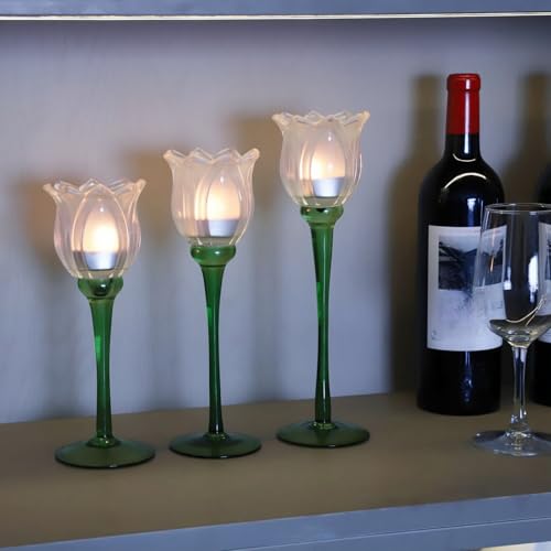 Frosted White Flower Candle Holder Set of 3 (3 Count)