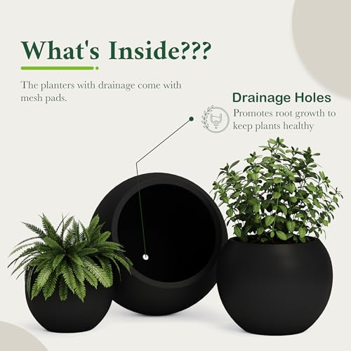 Fiberstone Large Round Planter for Indoor Outdoor Use