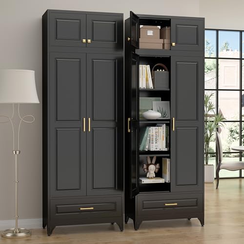 90" Metal Storage Cabinet with Doors and 3 Adjustable Shelves