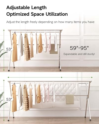 Clothes Drying Rack 95 Inches Folding Outdoor Indoor