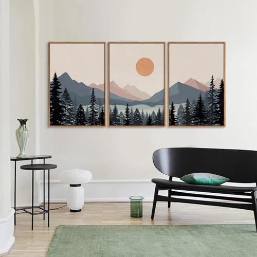 Boho Mountain Framed Canvas Wall Art Set of 3 (3 Count)