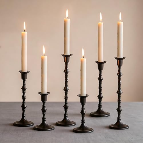 Black Candlestick Holders for Halloween (6 Count)