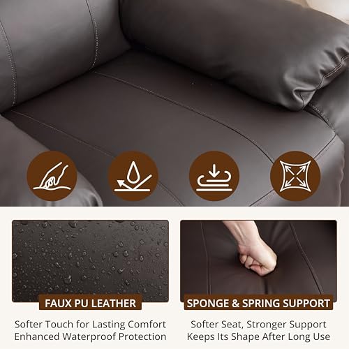 360° Swivel Rocking Leather Recliner Chair for Adults