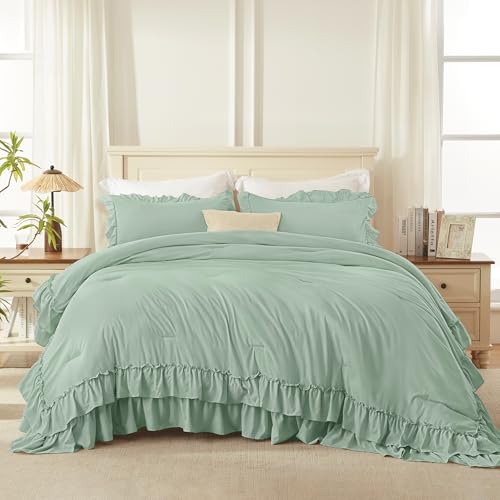 Sage Twin Size Ruffle Comforter Set (2 Count)
