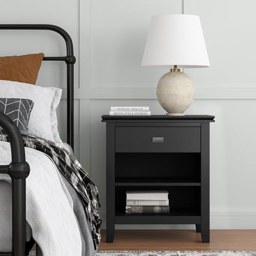 Artisan 24" Wide Solid Wood Bedside Table in Black
