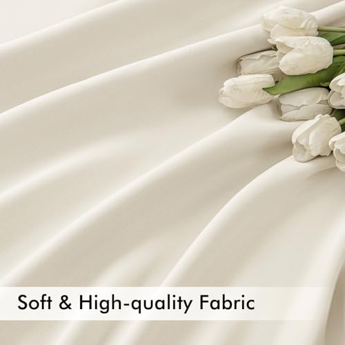 Beige White Back Tab Blackout Curtains 52x84 Inch Length 2 Panel Set (2 Count)