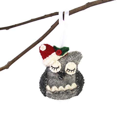 GLG60036-01 - Wool Felt Owl Forest Animal Ornament - Handcrafted Christmas Decor