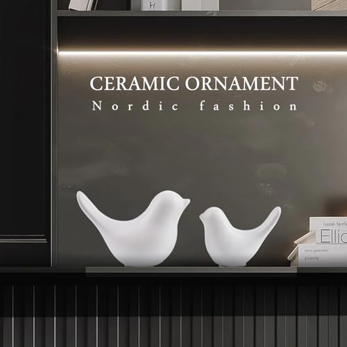 Small White Birds Statues Home Decor Modern Style Decorative Ornaments for Living Room Decor (2 Count)