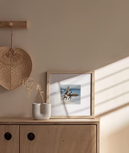 Beige Oak Wood 10x10 Picture Frame Matted to 5x5