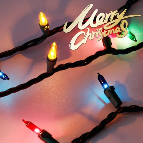 Multicolor Christmas Lights String 25FT 100 Count Incandescent Bulbs Mini Lights with Green Wire for Christmas Tree