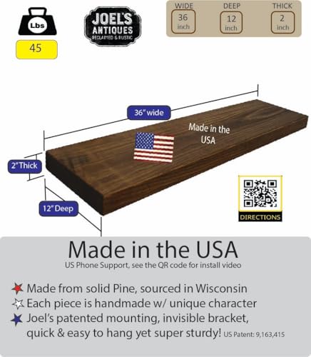 36 Inch Wooden Floating Shelves for Wall