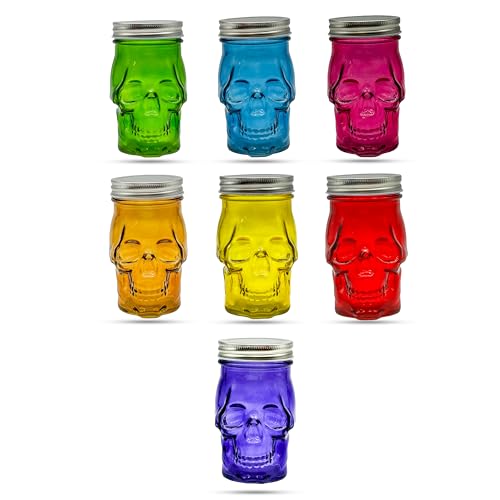 Pink Skull Mason Jar Glass Cup with Lid and Straw