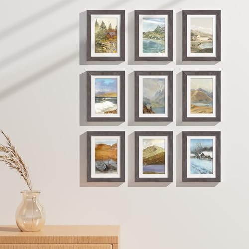 5x7 Picture Frames Set of 9 for Wall & Tabletop Display (9 Count)
