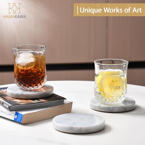 Real Natural Marble Coasters Set of 4 (4 Count)