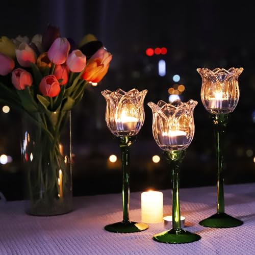Tulips Clear Candle Holder Holder Set of 3 (3 Count)