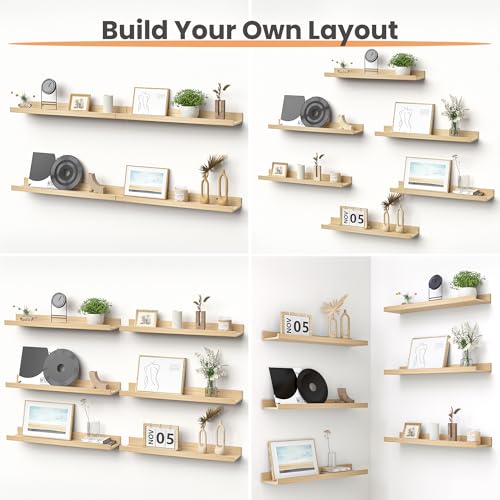 Floating Shelves for Wall Decor Storage (6 Count)