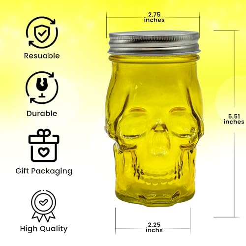 Pink Skull Mason Jar Glass Cup with Lid and Straw