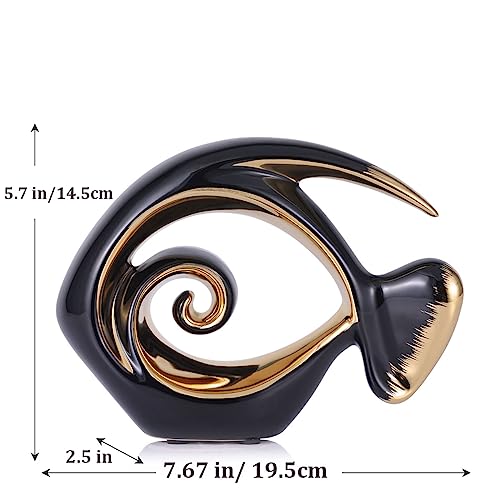 Black Gold Ceramic Fish Figurines