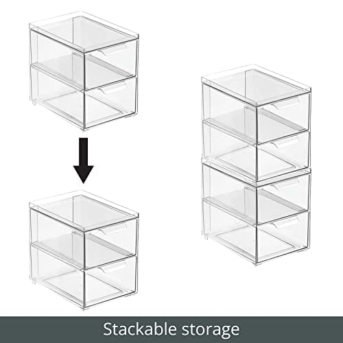Stackable Storage Containers Box with 2 Pull (4 Count)
