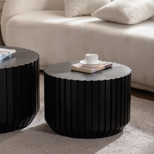 Fluted Round Coffee Table Set of 2 (2 Count)