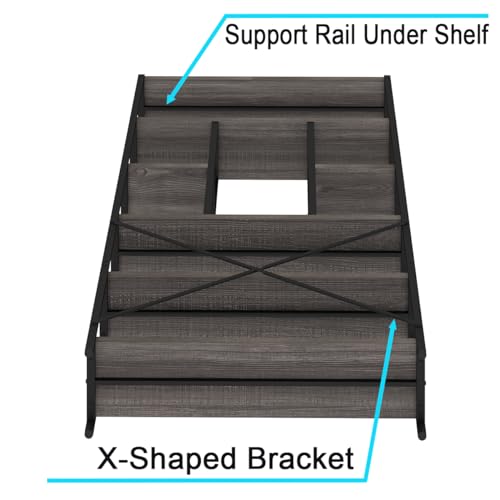 6 Tier Industrial Bookshelf for Bedroom Living Room Office