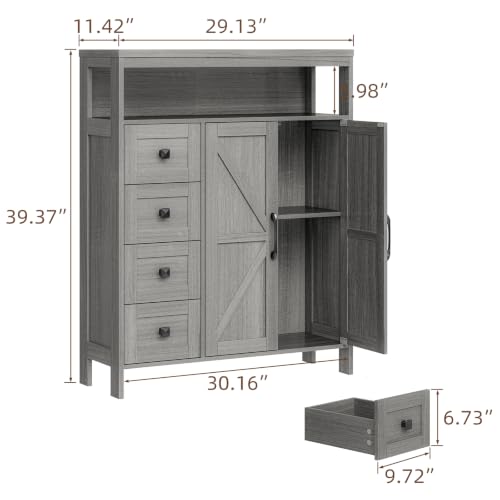 Farmhouse Storage Cabinet with 2 Doors and 4 Drawers
