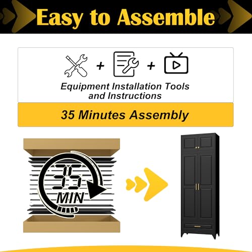 90" Metal Storage Cabinet with Doors and 3 Adjustable Shelves