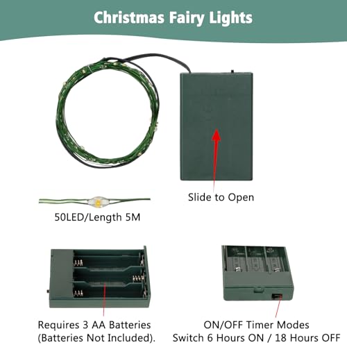 4 Pack Timer Christmas Fairy Lights Battery Operated 16.4FT 50 LED (200 Count)