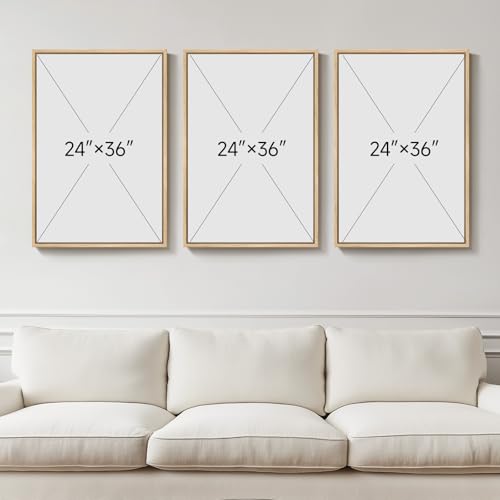 Large Framed Green Beige Abstract Wall Art for Living Room (3 Count)