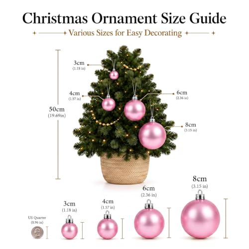 60mm 2.36" Christmas Ball Ornaments Shatterproof Christmas Ornaments Set Decorations for Xmas Tree Balls (34 Count)