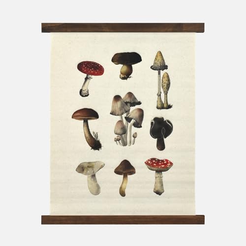 Hanging Linen Mushroom Tapestry Vintage Wall Art Hanging
