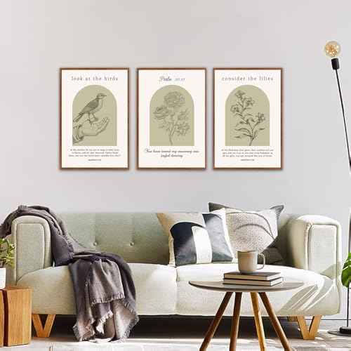 KAlRNE Religious Birds Scripture Picture Christian Wall Art Set (3 Count)